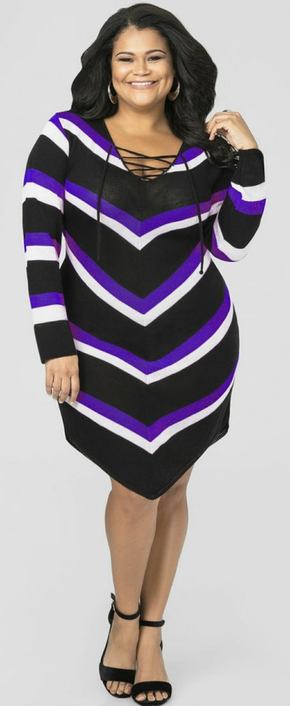 Lace up chevron dress